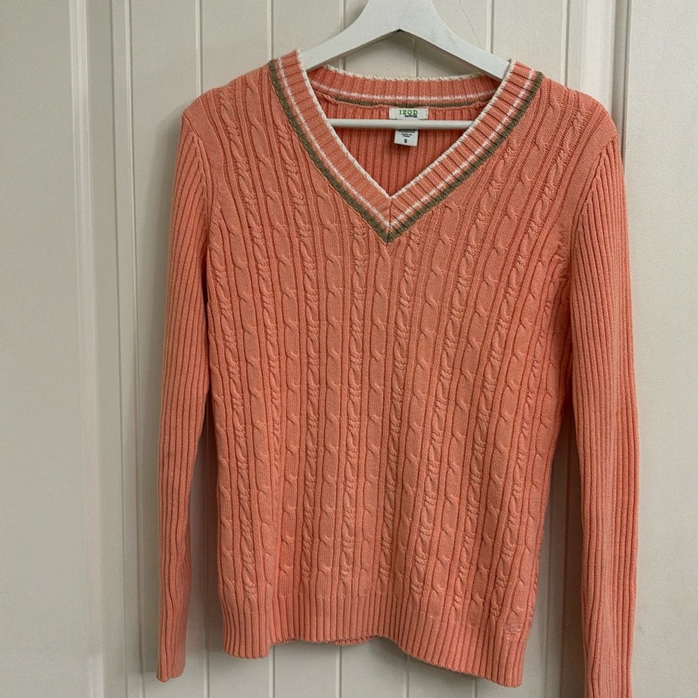 IZOD Cable Knit V Neck